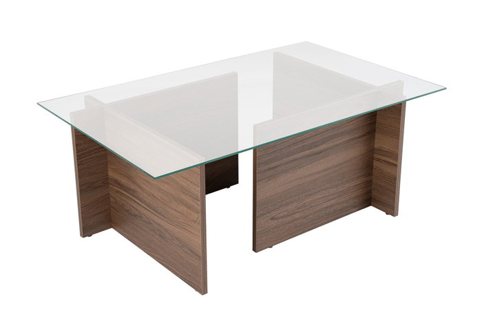 Nordure Mesa de Centro Nogal y Cristal Templado 105x65x40 cm